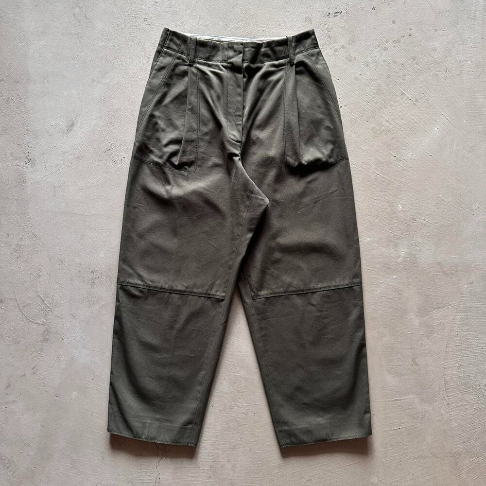 alexander mcqueen olive green barrel leg baggy pants